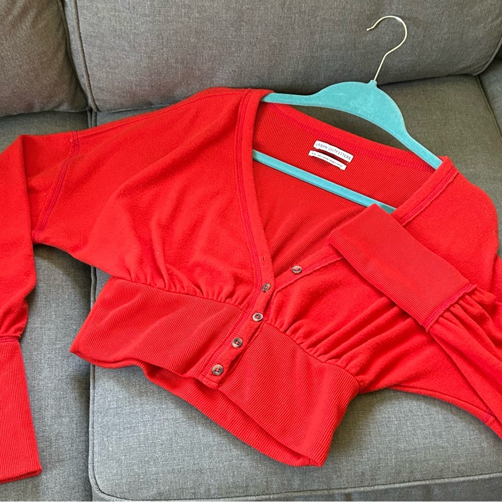 Red Button-Up Women's Top